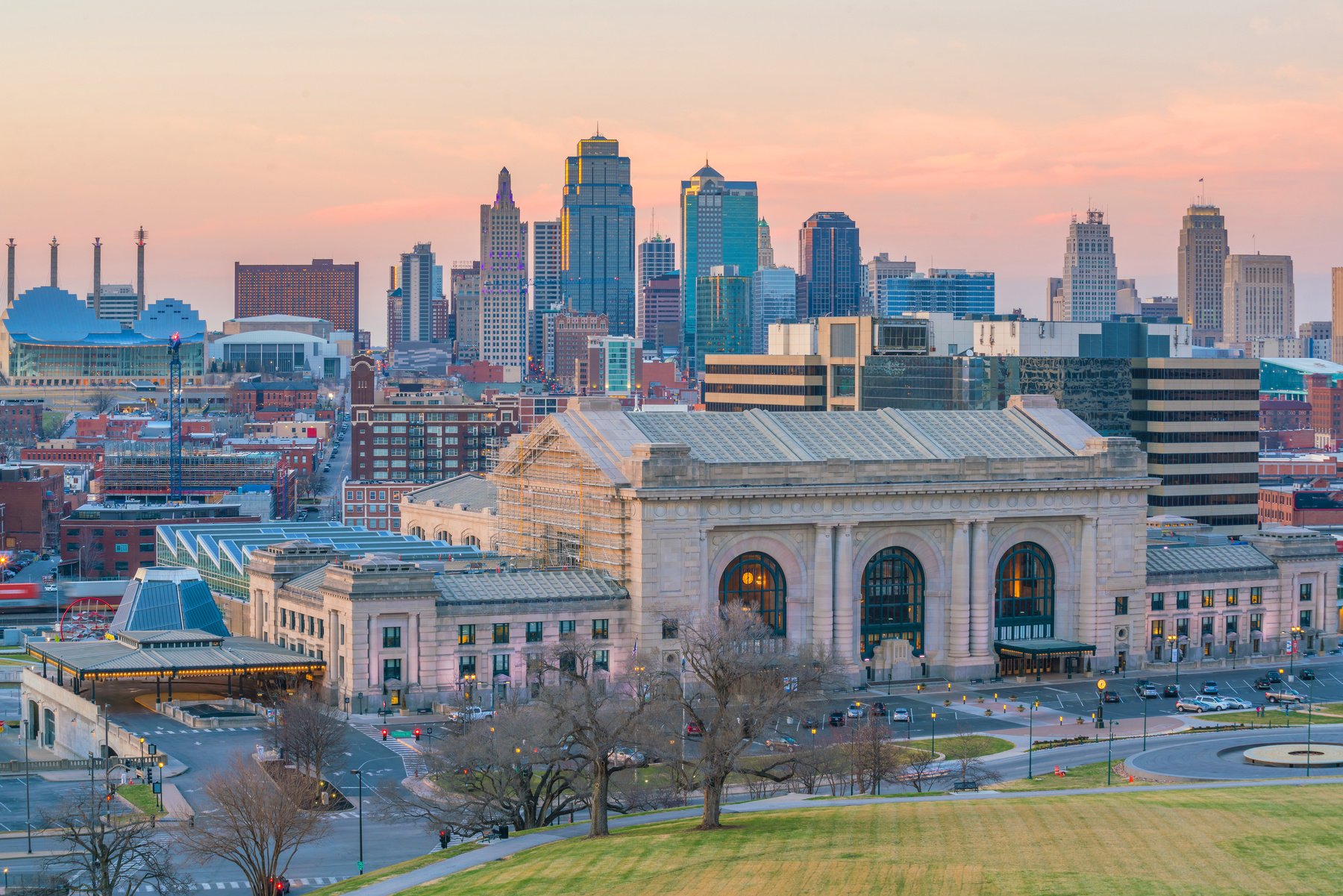 View of Kansas City skyline in Missouri